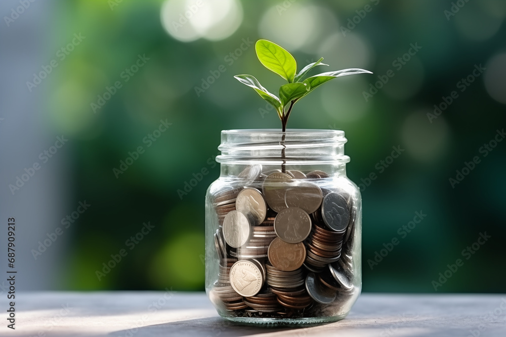 sprout in a bank with coins, the concept of deposit growth sprout in a bank with coins, the concept of deposit growth