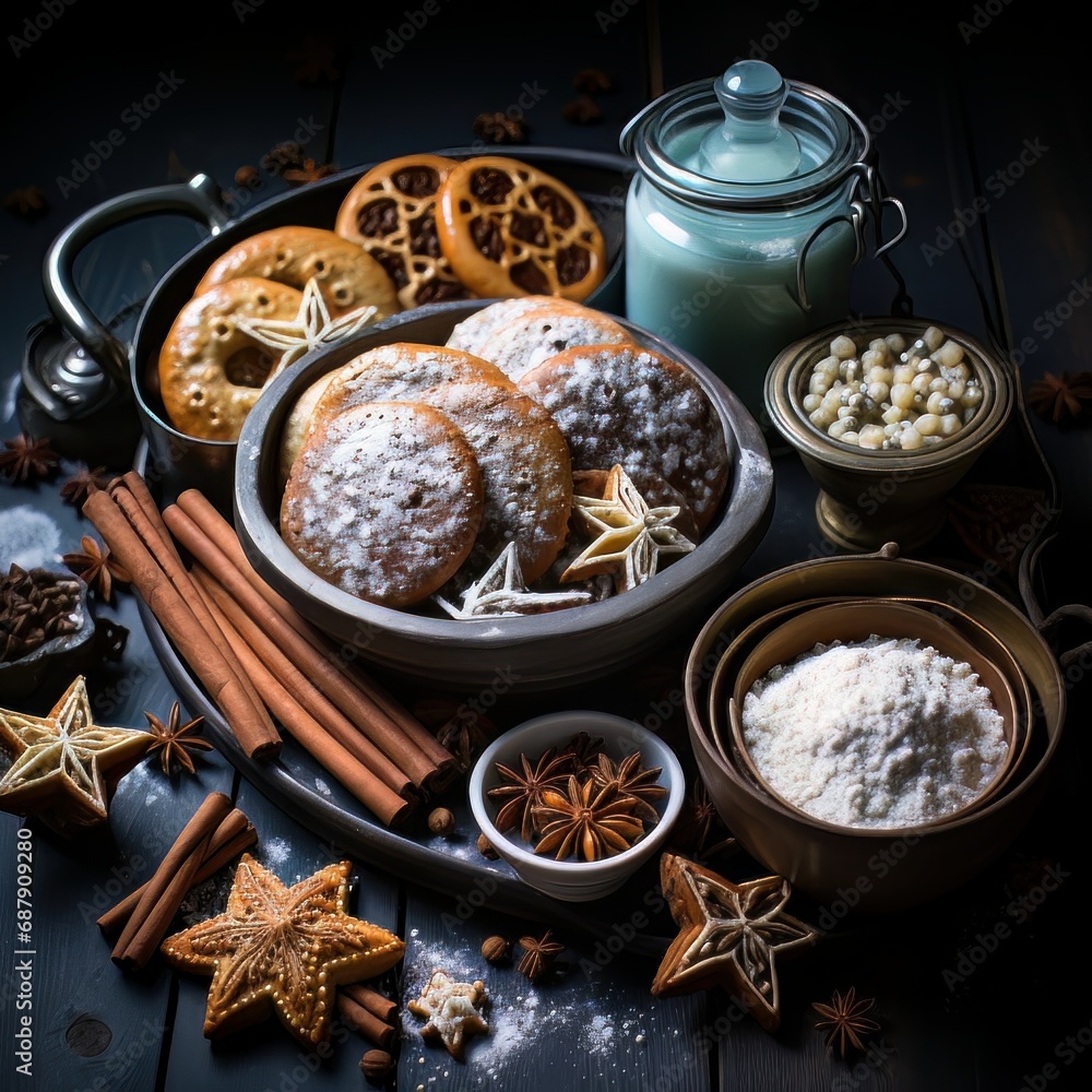 Christmas Gingerbread on a wooden background. Christmas Gingerbread on a wooden background.