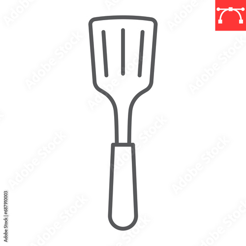 Slotted turner line icon, kitchen and kitchenware, slotted spatula vector icon, vector graphics, editable stroke outline sign, eps 10