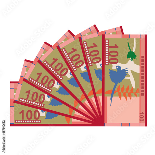 Bolivian Boliviano Vector Illustration. Bolivia money set bundle banknotes. Paper money 100 BOB. Flat style. Isolated on white background. Simple minimal design.