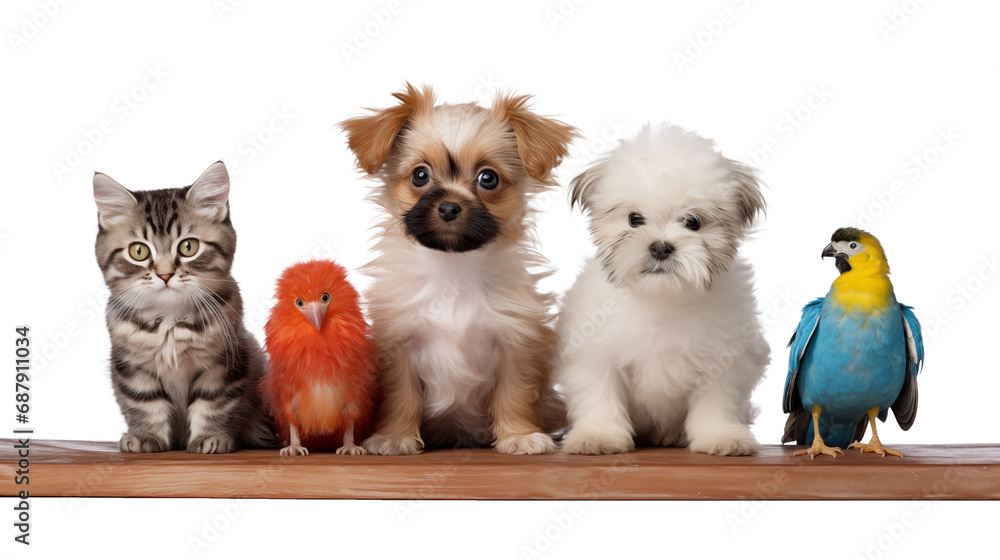 image of adorable and playful pets in a white background setting. image of adorable and playful pets in a white background setting.