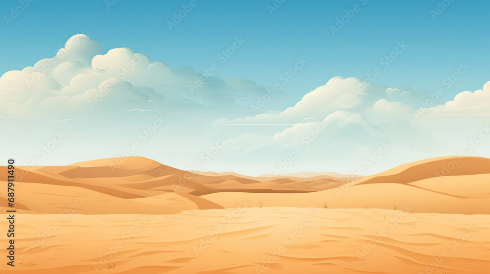 A dry desert surrounded by sand dunes with a clear sky. A dry desert surrounded by sand dunes with a clear sky.