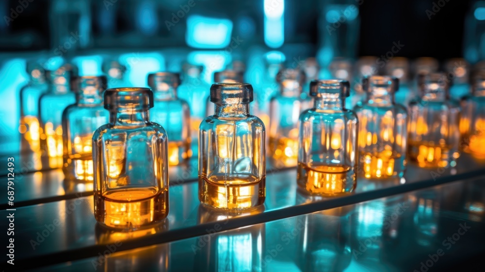 Row of full science laboratory test tubes , laboratory equipment instrument Row of full science laboratory test tubes , laboratory equipment instrument