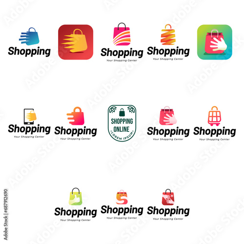 Set if bag shop Online logo design vector icon. Unique And Conseptual Shopping Retail Logo Template photo