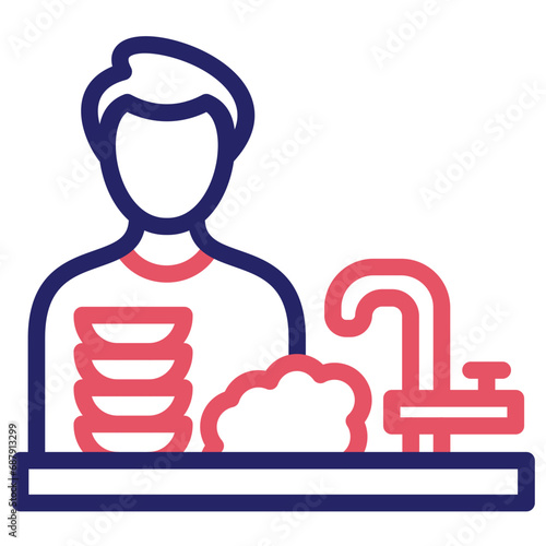 Man Washing Dishes Icon