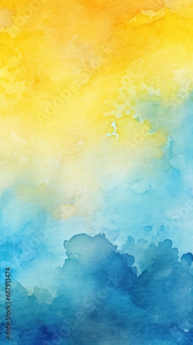 Watercolor art background. Old paper. Blue and yellow texture for cards, flyers, poster, banner.