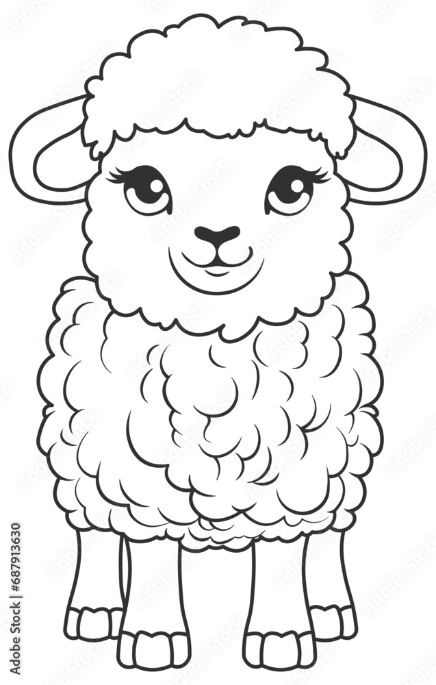 drawing of a sheep or lamb, no background drawing of a sheep or lamb, no background