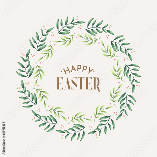 vector happy easter day with a colorful wreath