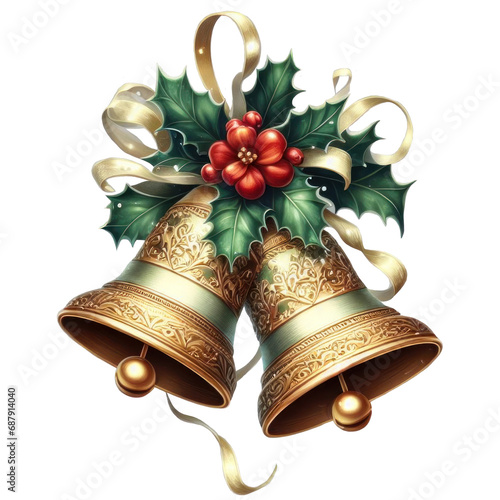 Christmas bells decoration isolated on transparent or white background