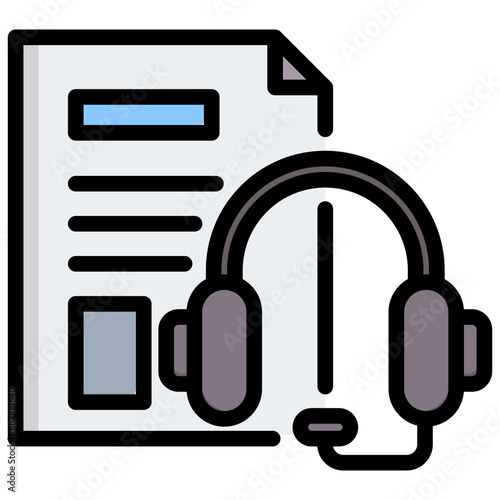 Article Headphone Outline Color Icon