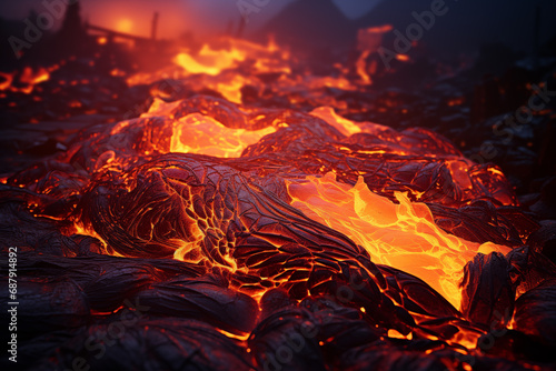 Obraz na płótnie lava flows volcano close-up