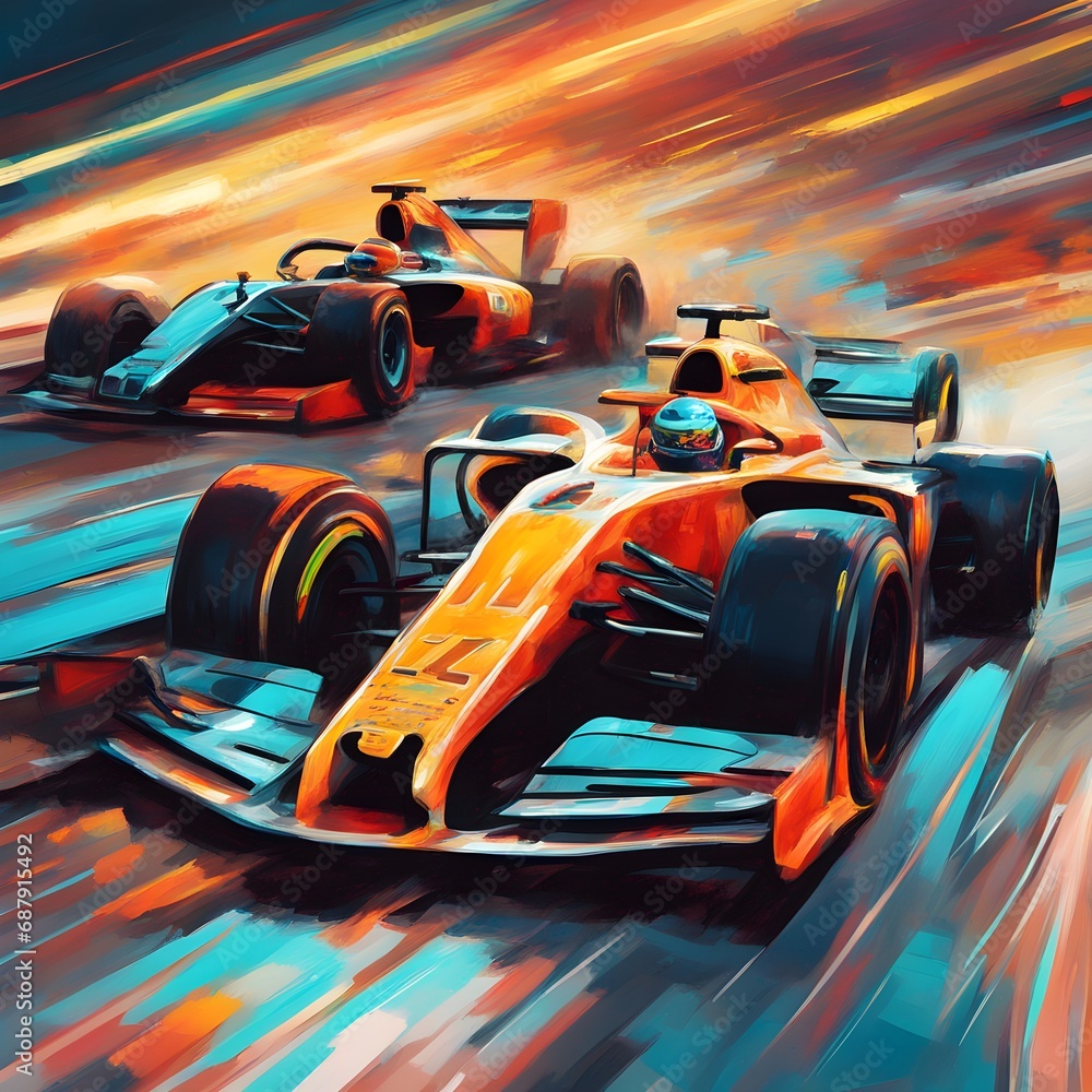 Dynamic Digital Art Speed Excitement Formula 1 Race