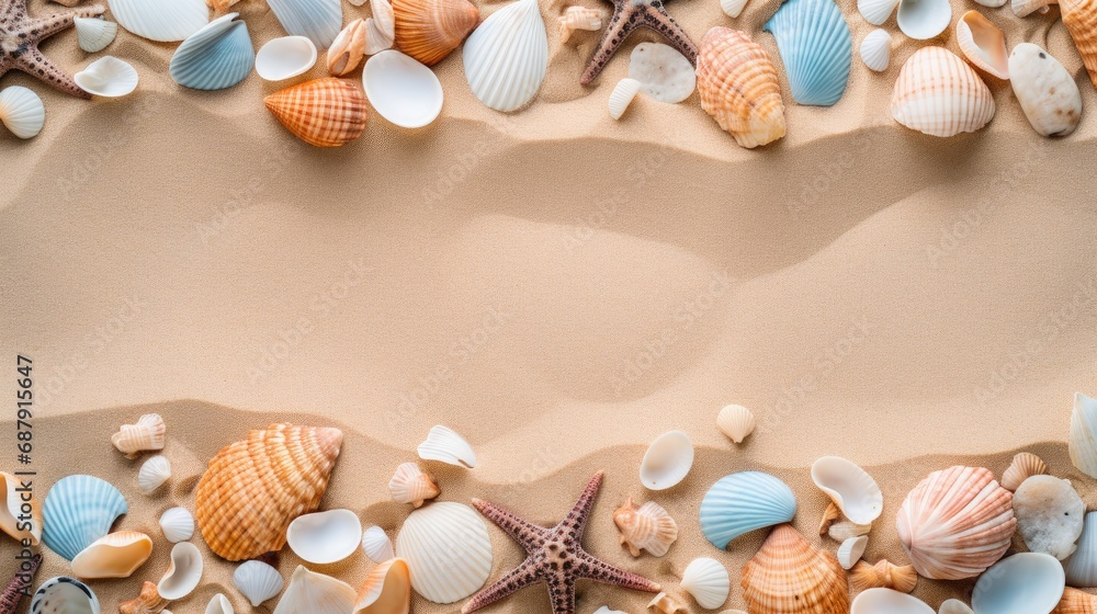 Obraz premium Background, texture of shells. The concept of rest, vacation, travel.