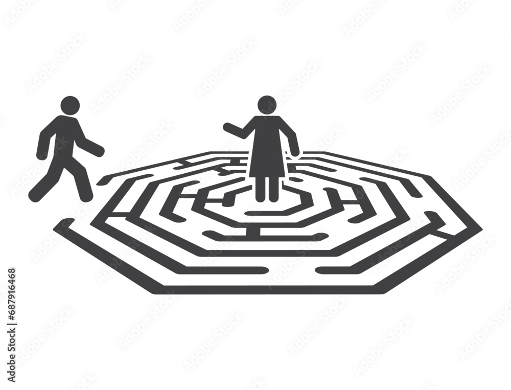 man and woman in maze man and woman in maze