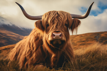 Tableau sur aluminium  scottish highland cow  © Anastasiia Trembach