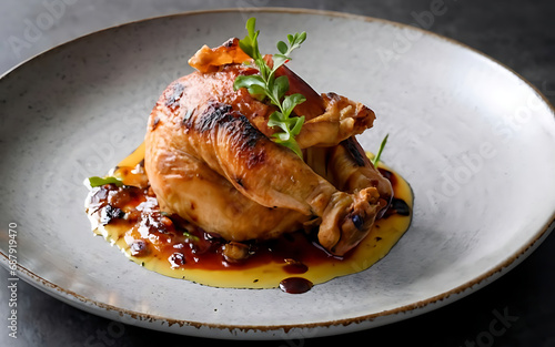 Capture the essence of Duck Confit in a mouthwatering food photography shot Generative AI photo