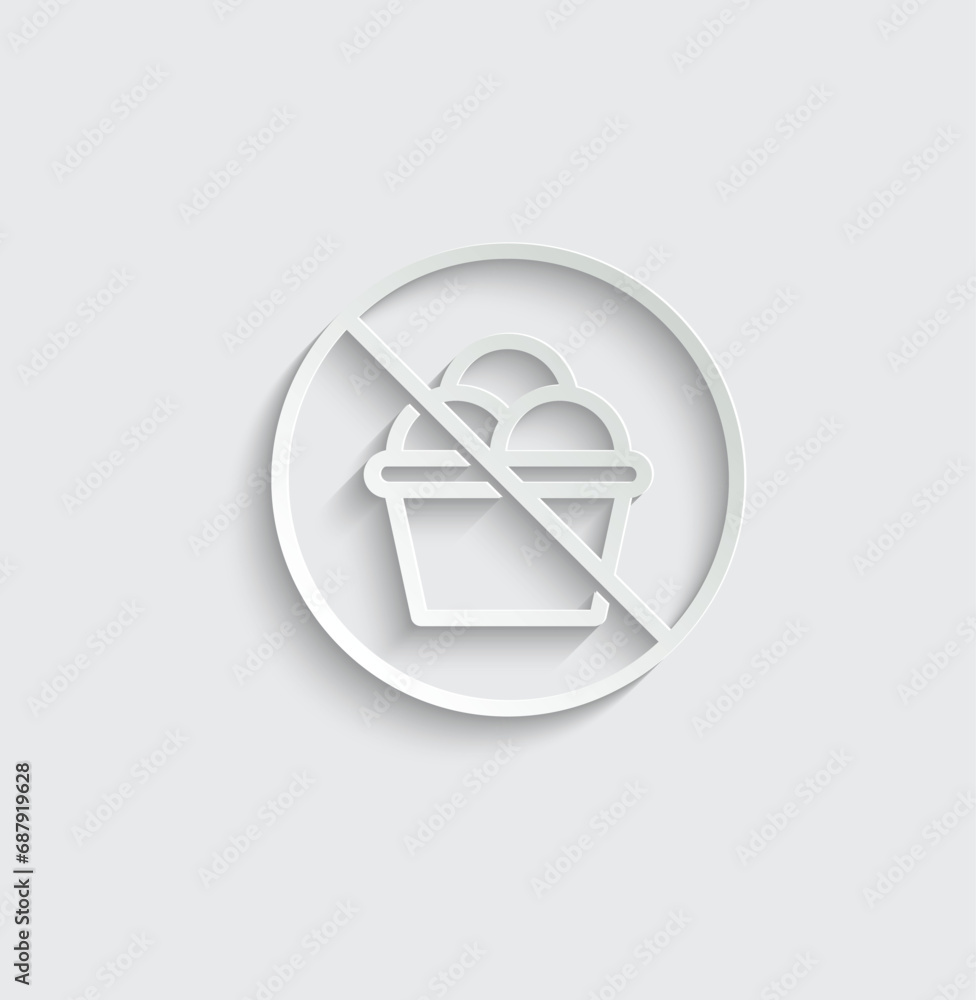 No ice cream vector. Not allow enter ice cream sign. No ice cream vector. Not allow enter ice cream sign.