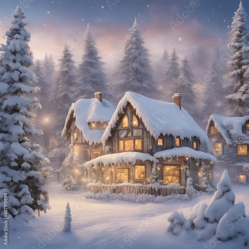 Whimsical Winter Wonderland Whimsical Winter Wonderland Blanketed Pristine Snow Quaint Cottages
