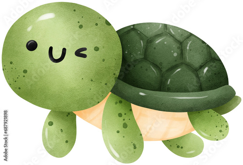 Cute turtle under the sea watercolor illustration © Ankochan Studio