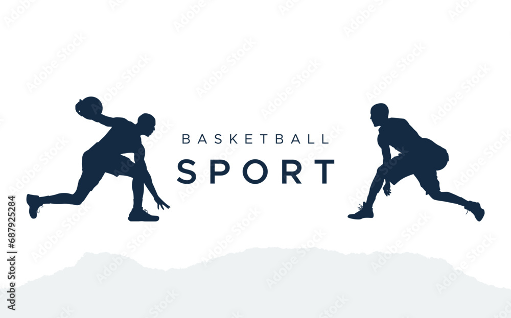 Vector silhouette of a basketball player - Sports concept design with a silhouette of a person dribbling a basketball. for banners celebrating sports or basketball games