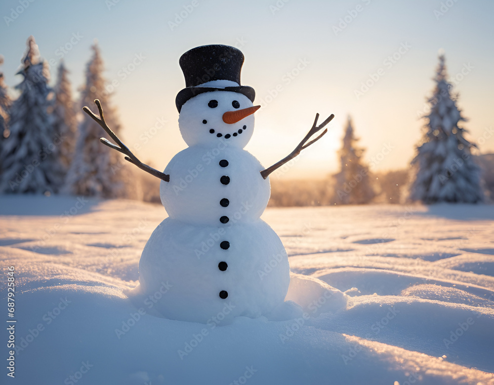 Obraz premium snowman in the forest