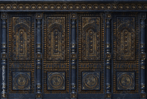 Carved Oriental Wood Cabinet Wall Panel