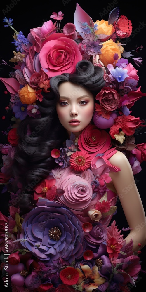 Beautiful Woman, Floral Fantasy Fashionista