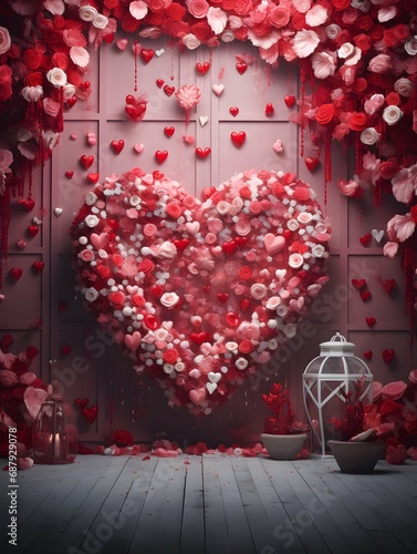 Valentines day digital backdrop, couple in love, heart