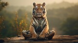 Tiger sitting and meditating.