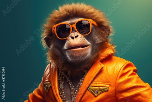 Portrait of a handsome fashionable monkey. © vlntn