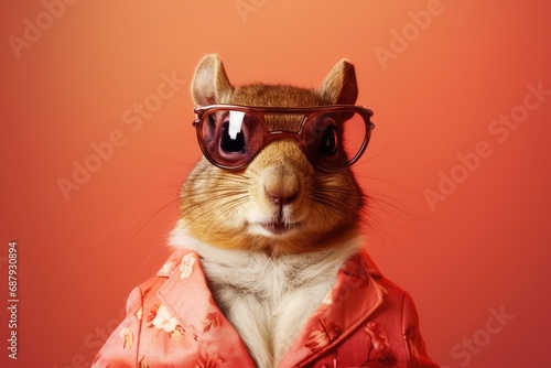 Portrait of a handsome fashionable squirrel.