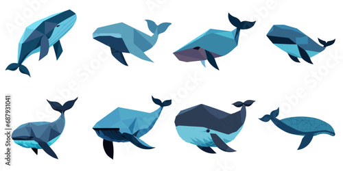 Vector illustration of multiple polygons whale