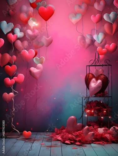 Valentines day digital backdrop, couple in love, heart