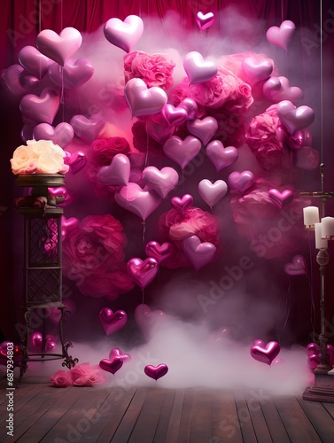 Valentines day digital backdrop, couple in love, heart