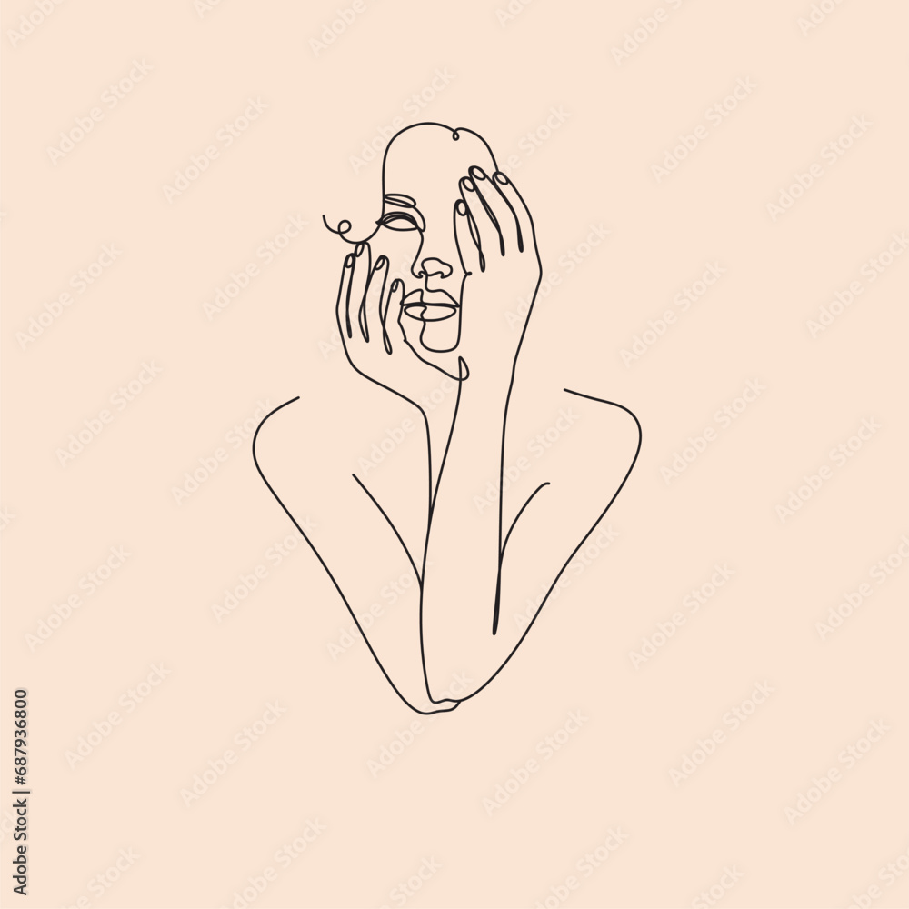 Woman head vector lineart illustration. One Line style drawing. Woman Line Art Minimalist Logo. Woman head vector lineart illustration. One Line style drawing. Woman Line Art Minimalist Logo.