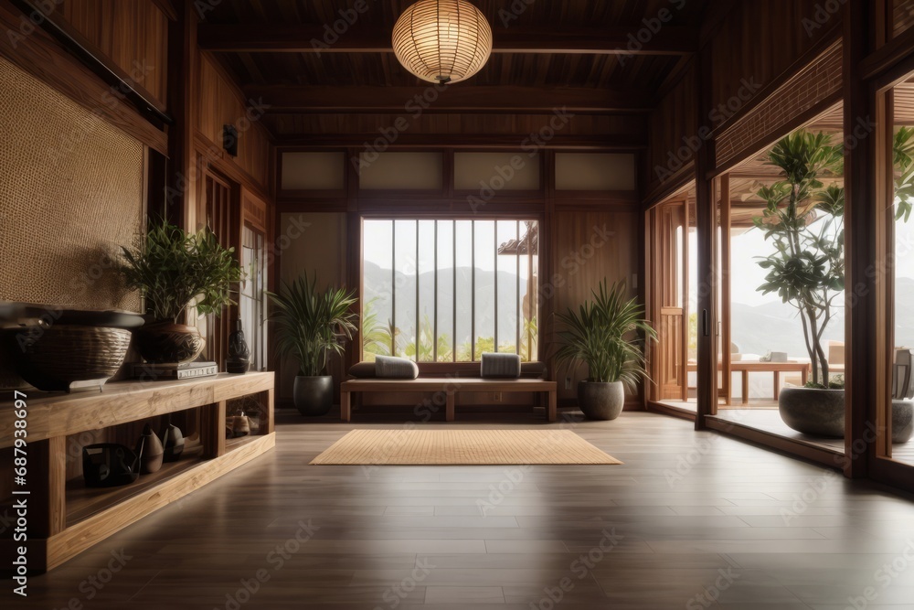 Harmony in Design: Serene Wooden Interior with Natural Light Zen Style Foyer Harmony in Design: Serene Wooden Interior with Natural Light Zen Style Foyer