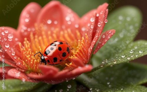 Dewdrops and Ladybugs A Spring Morning ai generated