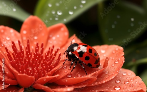 Dewdrops and Ladybugs A Spring Morning ai generated