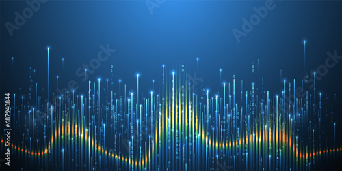 Technology background. Big data concept. Binary computer code. Hand drawn vector illustration.