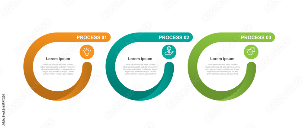 Design template infographic vector element with 3 step process or options  - obrazy, fototapety, plakaty 