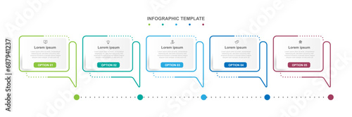 Modern design template infographic vector element with 5 step process or options 