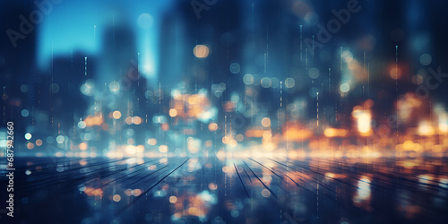 Abstract Technology Big Data Background Concept Seven Interpretations  Hightech Urban Life   City Lights at Night Abstract Defocused Blur with Bokeh and Blurred Background Generative AI 