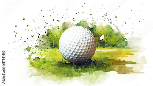 golf sport illustration in watercolor style. White background
