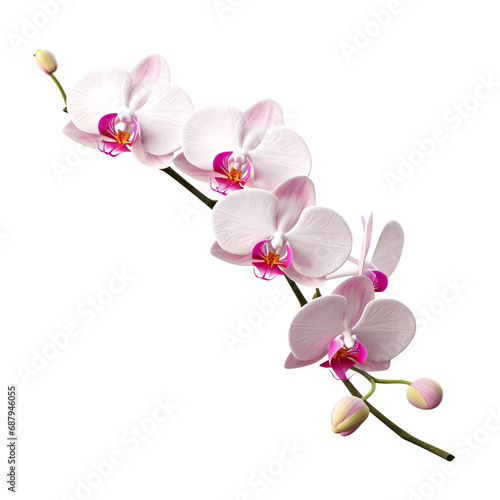 Exquisite Orchid Branch with Blooming Flowers on Transparent Background  PNG
