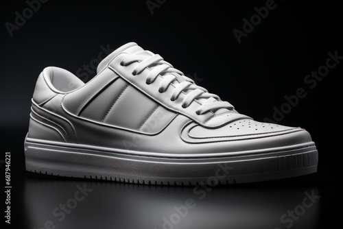 sneakers with a minimalistic and monochromatic design, on an isolated black and white background, Generative AI