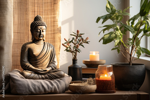 Peaceful Indoor Meditation Corner with Calming Decor