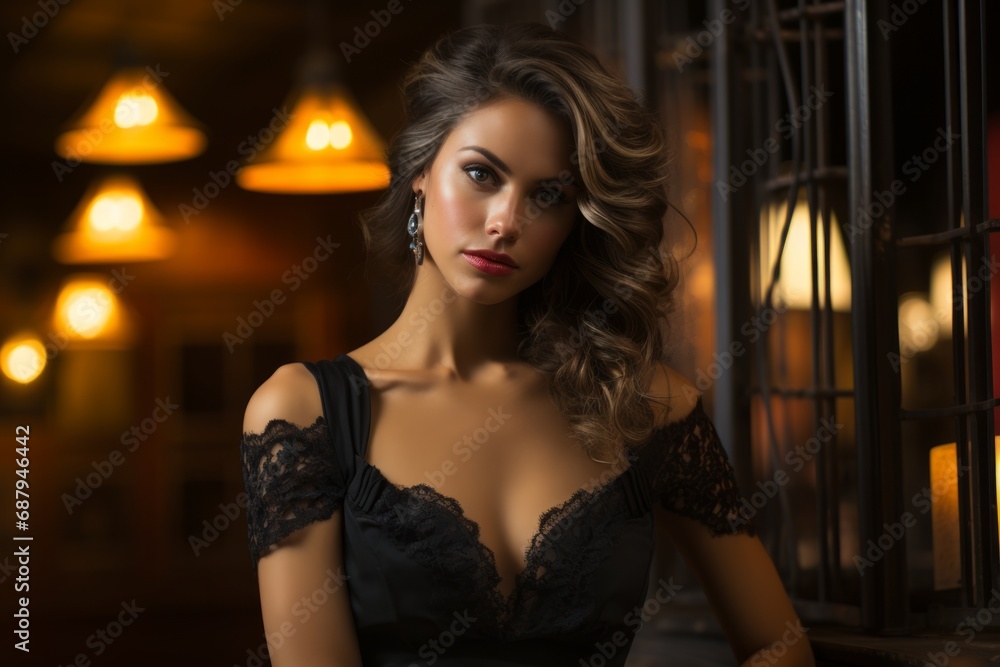 Fashion model in a dramatic and moody lighting setup, creating a captivating atmosphere, Generative AI Fashion model in a dramatic and moody lighting setup, creating a captivating atmosphere, Generative AI