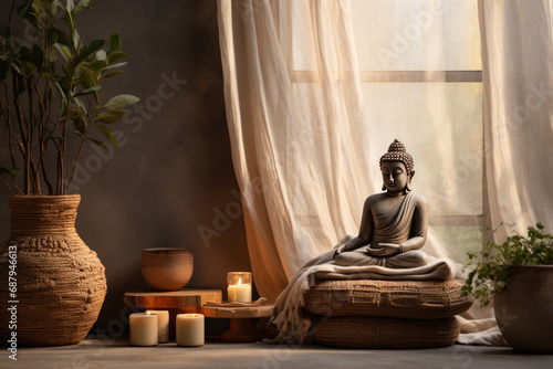 Peaceful Indoor Meditation Corner with Calming Decor