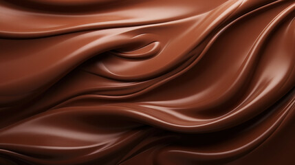 Melted chocolate background. Brown liquid swirls. Generative AI