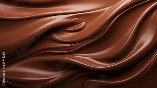 Melted chocolate background. Brown liquid swirls. Generative AI photo